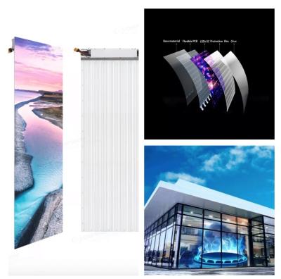 China Film Type Outdoor LED Mesh Display Self Adhesive Transparent LED Mesh P6.5mm Te koop