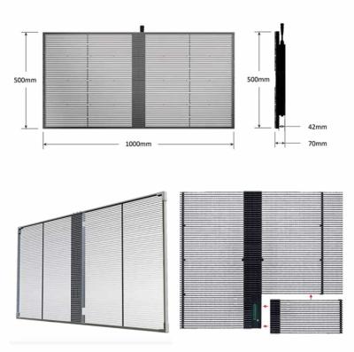 China P3.81 - 7.82mm Frameless LED Mesh Screen Transparent Outdoor For Glass Window Te koop