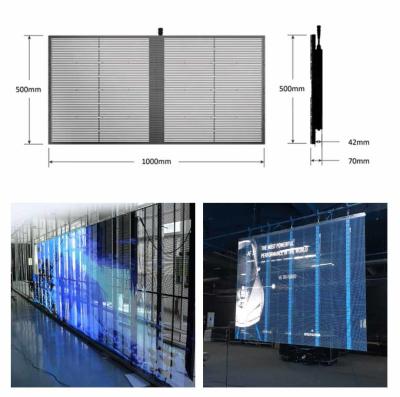 China P10.4mm LED Mesh Display Glass Window LED Mesh Facade High Brightness Easy Maintenance Te koop