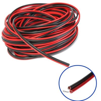 China Household and 2 Core Speaker Audio High Quality Flat Audio Wire for Video Transparent Red Black Parallel Cable for sale