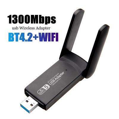 China RTL8822BU Wifi and BT4.2 USB3.0 desktop adapter for PC 1300mbps dual band wifi and BT combo dongle for sale