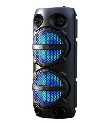 China Factory New Dual 8 Inch LED Flashing Light Family Party Portable High Power Subwoofer Wireless BT Speaker for sale