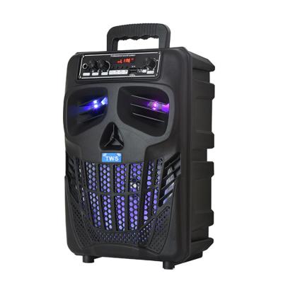 China 8 Inch Family High Power Karaoke LED Flashing Light Skull Weird Outdoor Portable Speaker With Microphone for sale