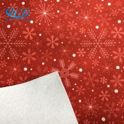 China Christmas Moth Proof Snow Printed Felt Fabric For DIY Craft Decoration Nonwoven Handmade Fabric for sale