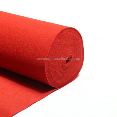 China Polyester washable red velvet nonwoven needle punched carpet for wedding and commercial event rugs for sale