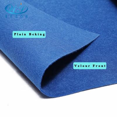 China Washable Blue Needle Punched Polyester Velvet Upholster Mat For Exhibition And Commercial Stage for sale