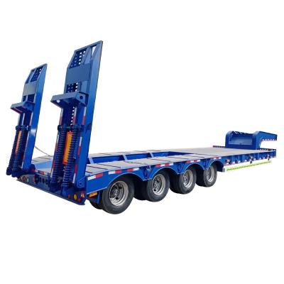 China Truck Trailer 3 Axle 60ton 80ton 100ton Container Semi Trailer Heavy Duty Flat Bed Flatbed Platform Semi Trailer for sale