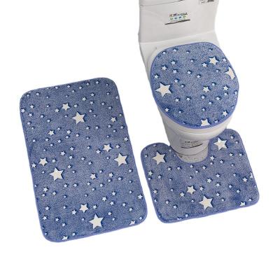 China Sustainable Hot Selling Cushioned Toilet Mats Memory Foam Bath Mats Set Of 3 Piece Non-slip Bathroom Mat Set for sale