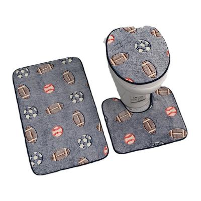 China Sustainable Bath Rug Set 3 Piece Bathroom Contour Rug Toilet Mat Sets Non Slip Microfiber Quick Drying Bathroom Rug Mat Set for sale