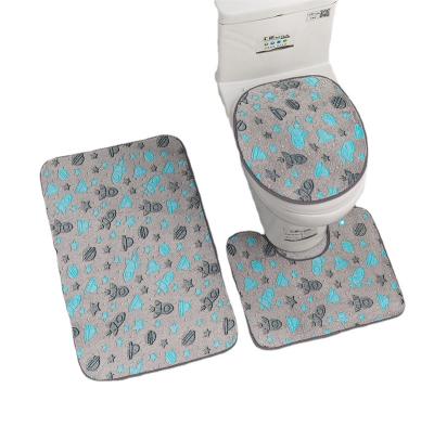 China Sustainable Luxury Microfiber Hotel Toilet Bathroom Flooring Non Antislip Rugs Sets 3 Piece Chenille Absorbent Floor Foot Wash Mats Pvc Home for sale