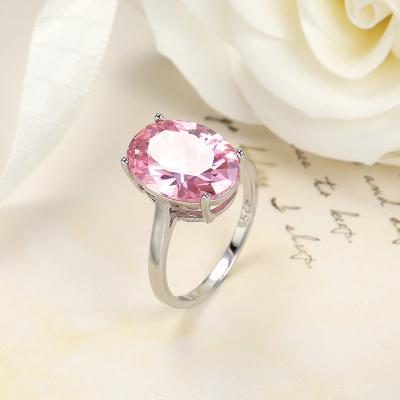 China Hot New Nickel Free Fashion In Website Oval Cut Pink Cubic Zircon CZ Gemstone Eternity Band Rings Girl Jewelry Rings for sale