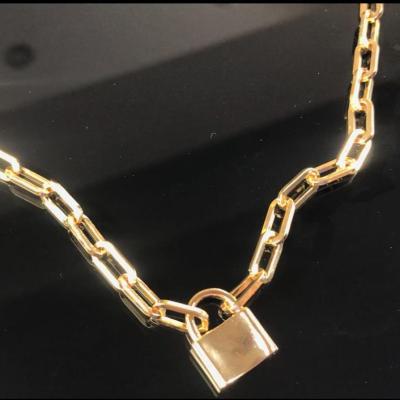 China Environmentally friendly Europe and the United States single thick chain lock head exaggerated hip hop necklace personality temperament punk for sale