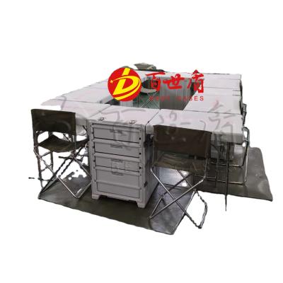 China Waterproof Shockproof LLDPE Roto Molded Outdoor Folding Military Field Table Office With Chairs for sale