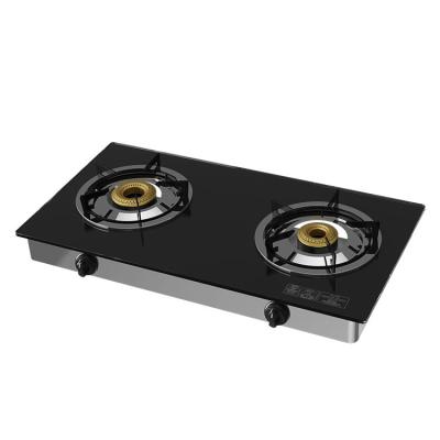 China Wholesale Hotel Hot Selling Cooktop 2 Burner Gas Cooker Cast Iron Burners Cover Copper Porcelain Gas Stove for sale