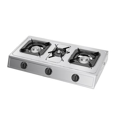 China Easily Cleaned 3 Burner Stainless Steel Gas Cooke Home Kitchen Appliances Gas Cooktop Stove For Home Use for sale