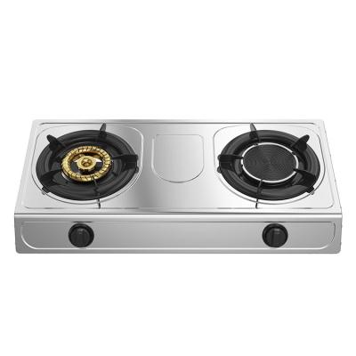 China Hotel hot products 2 burner cast iron burner+infrared different burner stainless steel gas cooker for sale