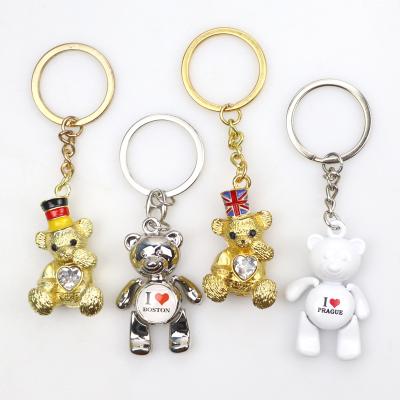 China Factory Direct Customization Kawaii Teddy Bear Germany Souvenirs Metal Zinc Alloy Unique Hard Enamel Key Chain for sale