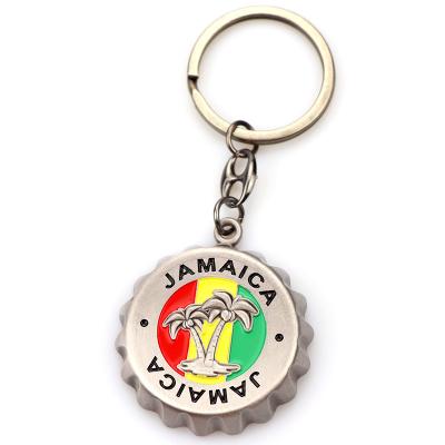 China Viable Wholesale Personalized Luxury Jamaica Souvenir Custom 3d Metal Engraving Motel Bottle Opener Key Chain for sale