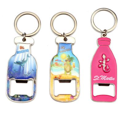 China Hot Viable Custom Metal Beer Bottle Opener Key Ring Vintage Logo Shape Bottle Souvenir Beach Novelty Sale Key Chain for sale