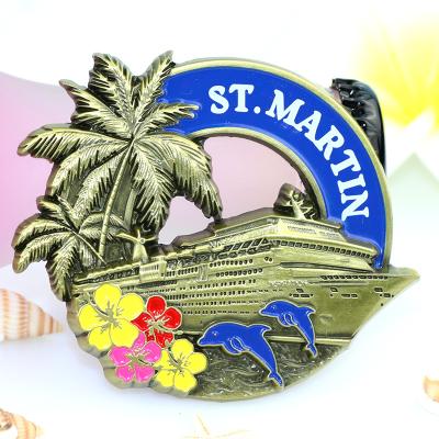 China Shape Customize Printing Logo St. Maarten Beach Travel Souvenir Metal Ref Fridge Magnet for sale