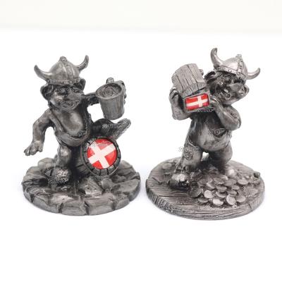 China Custom Statue Mini Europe Logo Metal Craft Denmark Viking Souvenir Metal Sculpture Figurine for sale