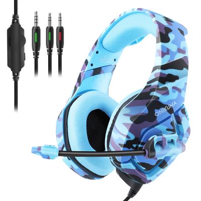 China Color PS With Microphone OEM Gaming Headsets, Earphone OEM Bestselling K1-B eSports Army Blue Camouflage Onikuma Wired Gaming Earphone for sale