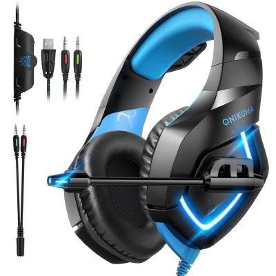 China Bestselling Headphone Amazon Stereo Sound K1-B Blue PC eSports PS X BOX With Microphone OEM Gaming Headset, Onikuma Wired Gaming Earphone for sale