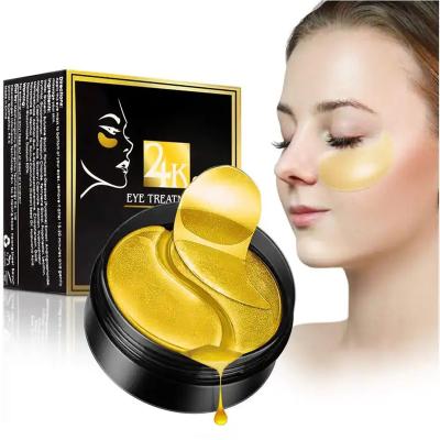 China Custom Korean Private Label 24k Gold Green Vegan 3d 24k Gold Collagen Gel Eye Pads Anti Wrinkle Under Eye Patches For Dark Circles for sale