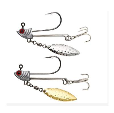 China Jig Head Weighted Hooks with Gold Silver Willow Leaf Blade Treble Hook for Soft Lure Fishing Addiction for sale