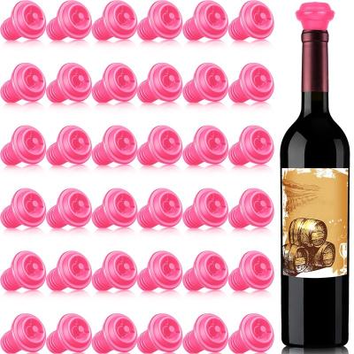 China Disposable 36 Pieces Pink Wine Stopper Resealable Wine Saver Stoppers for Kitchen Supplies Wine Bottle Tools for sale