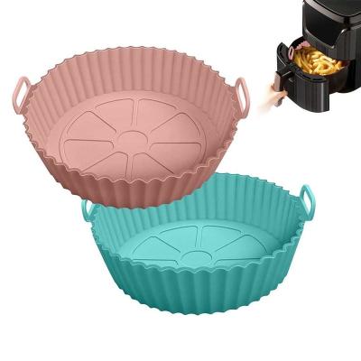 China Sustainable 2 Pack  Air Fryer Silicone Basket Bowl, Replacement of Flammable Parchment Paper, Reusable Baking Tray Oven Accessories for sale