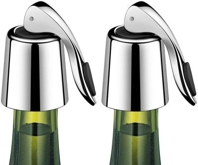 China Disposable Wine Stoppers Set of 2 Stainless Steel Wine Bottle Stopper with Silicone Seal  Reusable Beverage Preserver Freshness Keeper for sale