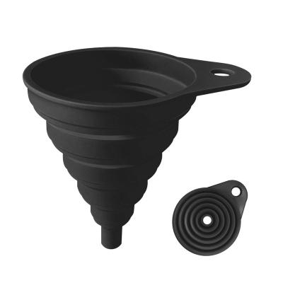 China Sustainable Funnels for Kitchen Use, Food Grade Silicone Collapsible Kitchen Funnel (Black) for sale