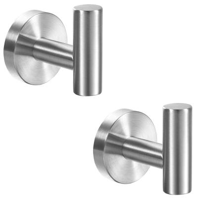 China Modern 2 Pack Towel Hooks, Brushed Nickel SUS304 Stainless Steel Coat Robe Clothes Hook Modern Wall Hook Holder for sale