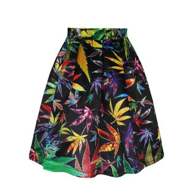 China Wholesale Lady Skirt Tutu Maternity Skirt Custom Design Maple Leaves Print N19-5 for sale