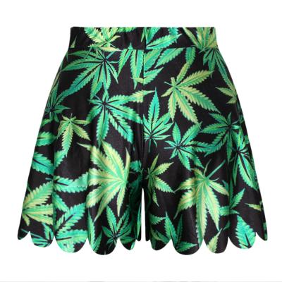 China 2015 Hot New Anti-wrinkle Women Beach Shorts Wide Leg Pants Maple Leaves Digital Print N14-10 for sale