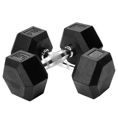 China Hex Dumbbells Hex Rubber Manufacturer Custom Logo Fitness Gym Black Hexagonal Dumbbells Hex Rubber for sale