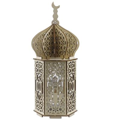 China Creative Muslim Eid al-Fitr Ramadan Lighthouse Lights Eco-friendly Hot Sale Wooden Crafts Decoration for sale