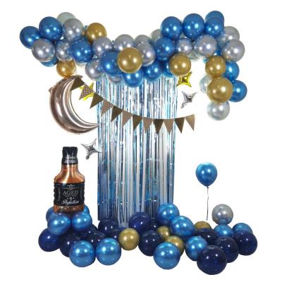 China Wholesale 87pcs Disposable Eco-friendly Birthday Blue Latex Balloon Set Backdrop Balloon Wedding Birthday Party Decoration Balloon for sale