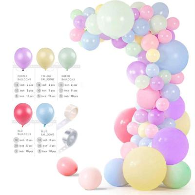 China Gift Toy Happy Birthday 5 10 12 inch Balloon Garland Arch Macaron Color Multicolor Latex Pink Pastel Balloon for sale