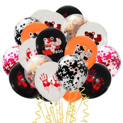 China 2021 Hot Selling Eco-friendly Glitter And Amazon Handprint 12 Inch Halloween Party Balloon Set for sale