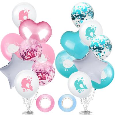 China Eco-Friendly Disposable Ocean Backdrop Cutlery Whale Unicorn Balloons Cupcake Topper For Girls Birthday for sale