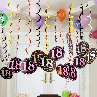 China Hot Selling Eco-friendly Rose Gold 6 Pcs/Set PVC Plastic Swirl Birthday Party Wall Hanging Decorations for sale