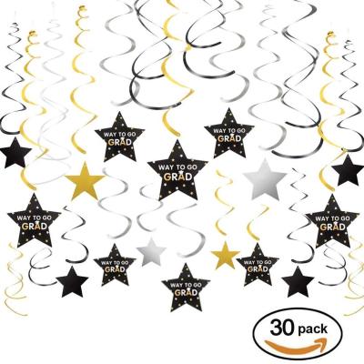 China 2021 Eco-friendly Star Shape Season Graduation Rotation Decoration Spiral Hanging Flag for Graduation Party for sale