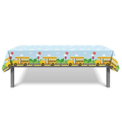 China Eco-Friendly Disposable Back To School Table Cloth Disposable Plastic Waterproof School Theme Table Covers For School Party for sale