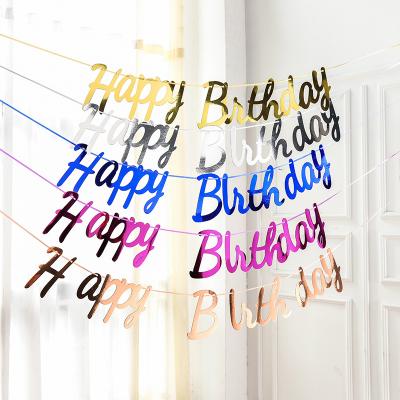 China Education Happy Birthday Banner for Baby Shower Rose Gold Glitter Banner for 1st Birthday Party Decoration MF21061601LQs for sale