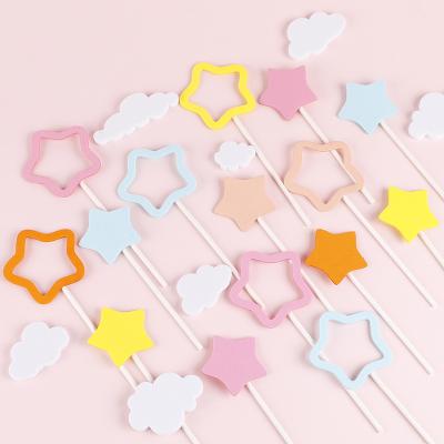 China Eco-friendly Materials Muticolors Stars Cupcake Toppers Mini Cake Toppers Food Decoration Party Decoration Accessories For Birthday Wedding for sale