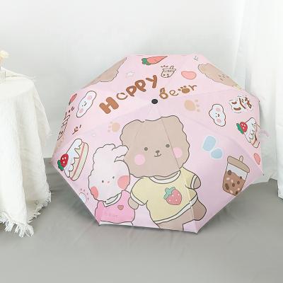 China Cartoon Cartoon automatic Umbrella  Sunny and Rainy   Windproof 3 Fold Umbrellas Tiny Portable Folding Rain Foldable Umbrellas for sale