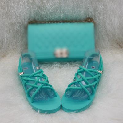 China Fashion trend Curlyfur brand bag summer party beach sandals new sell 2021 purse and sandals wholesale set for sale