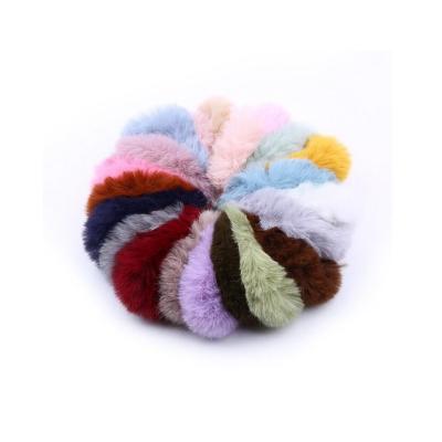 China Hot Selling Amazon Hair Scrunchies Leopard Colors Faux Fur/Rubber Fur Elastic Hair Bands for sale